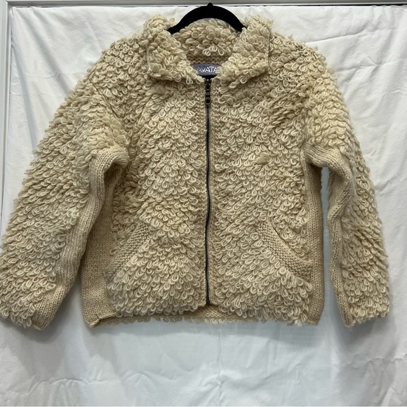 Avatar Pachamama Wool Hand Knit Jacket Made In Nepal NWT Vintage Chunky Warm - Picture 1 of 8